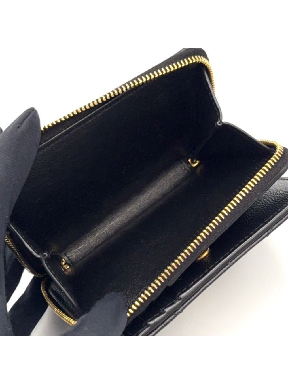 Saint Laurent Paris Monogram Compact Zip Around Caviar Leather Black Wallet Gold - Picture 10 of 13
